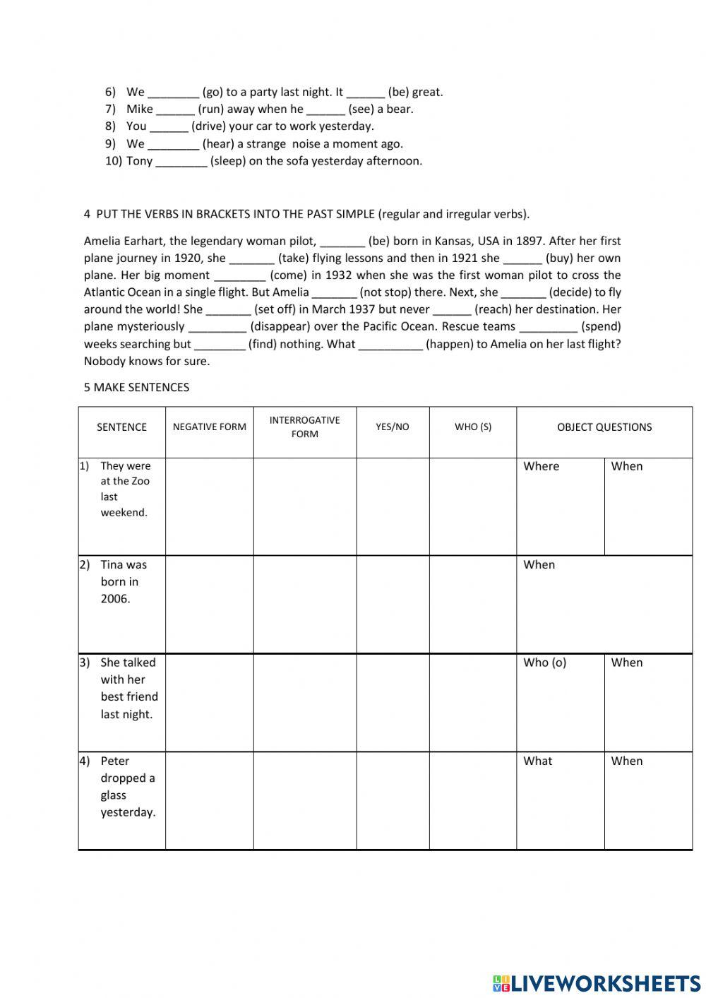 Past simple - exercise