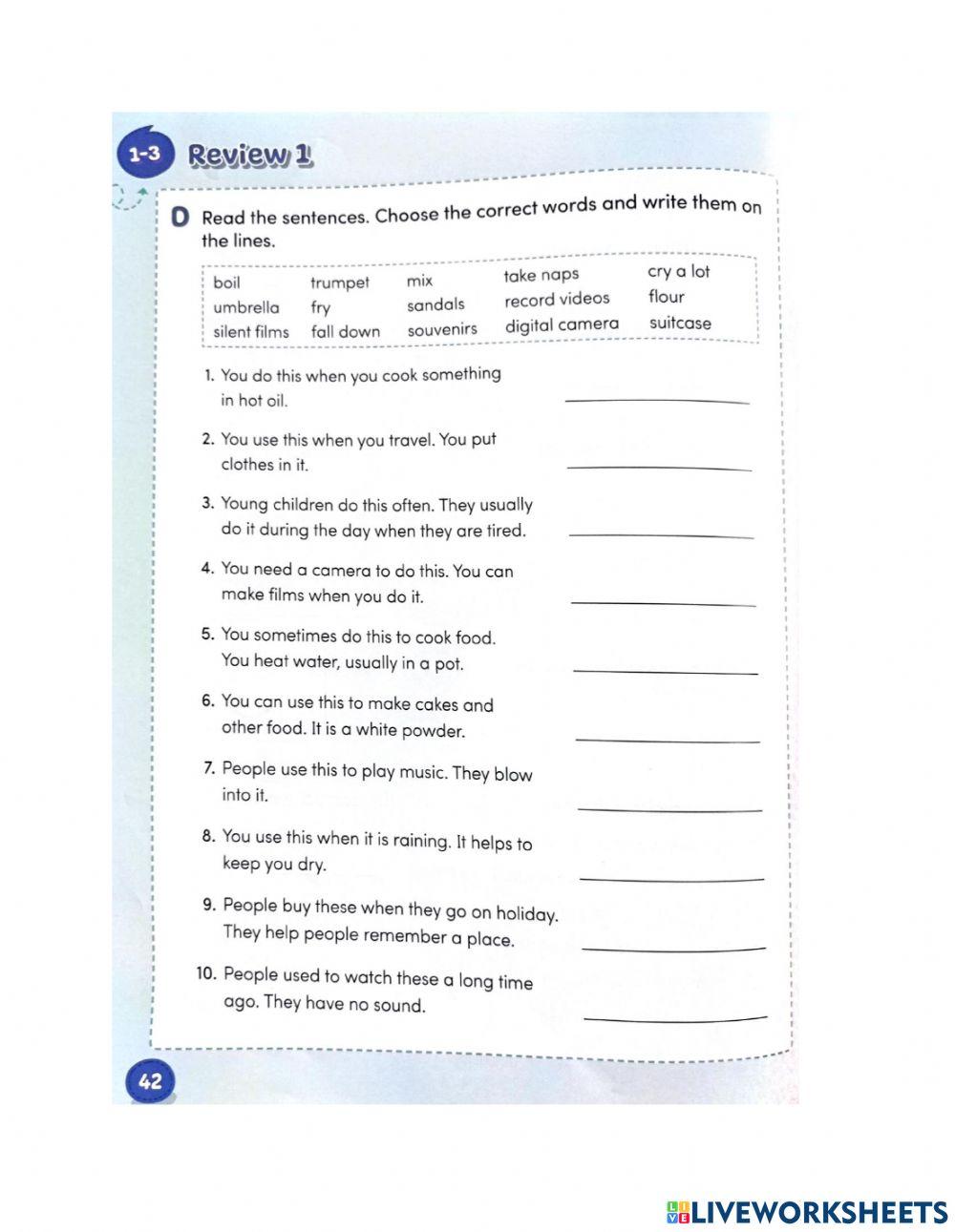 Review 1 (Unit 1-3) - GRADE 5