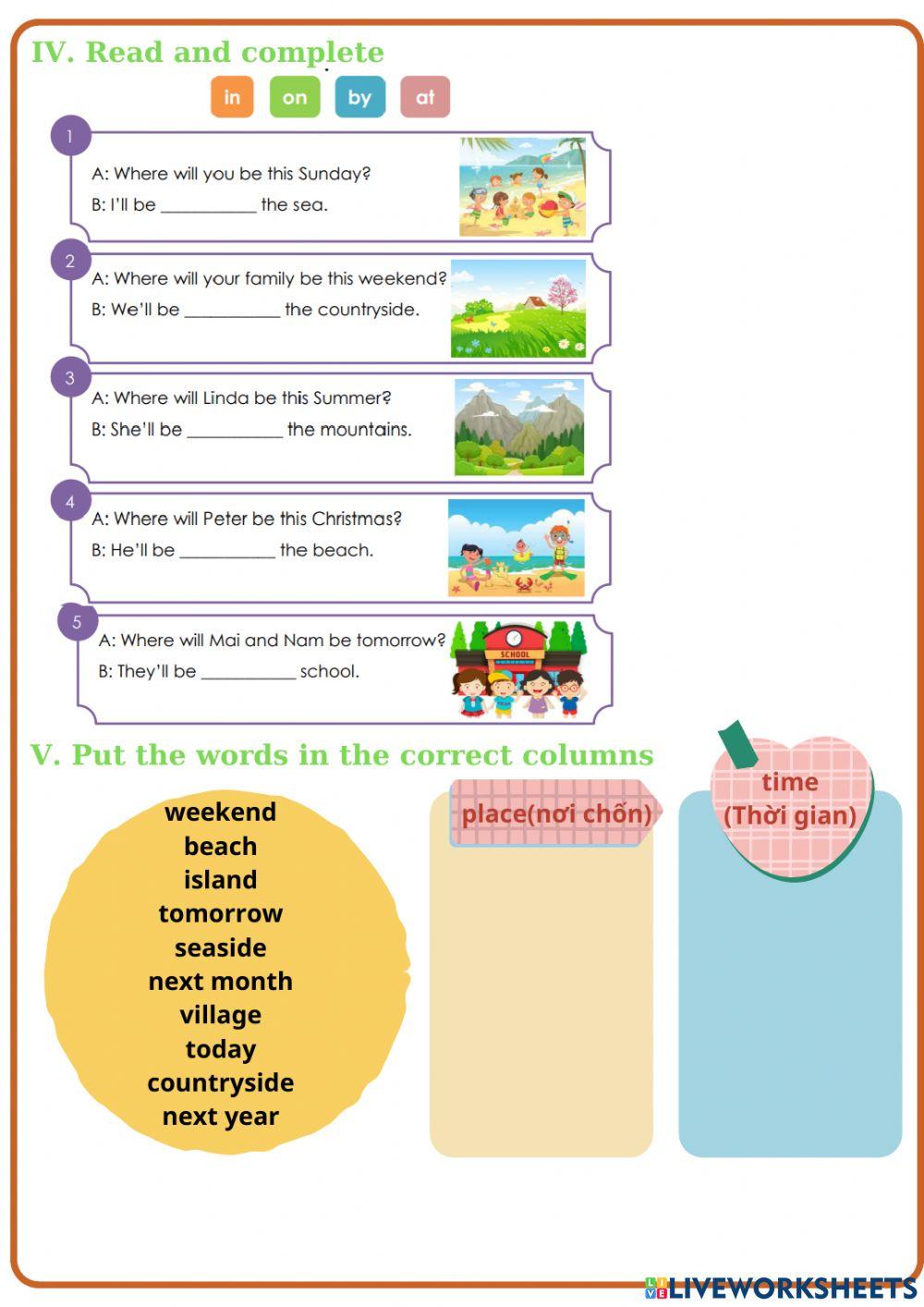 Unit 5: Where will you be this weekend? Lesson 1