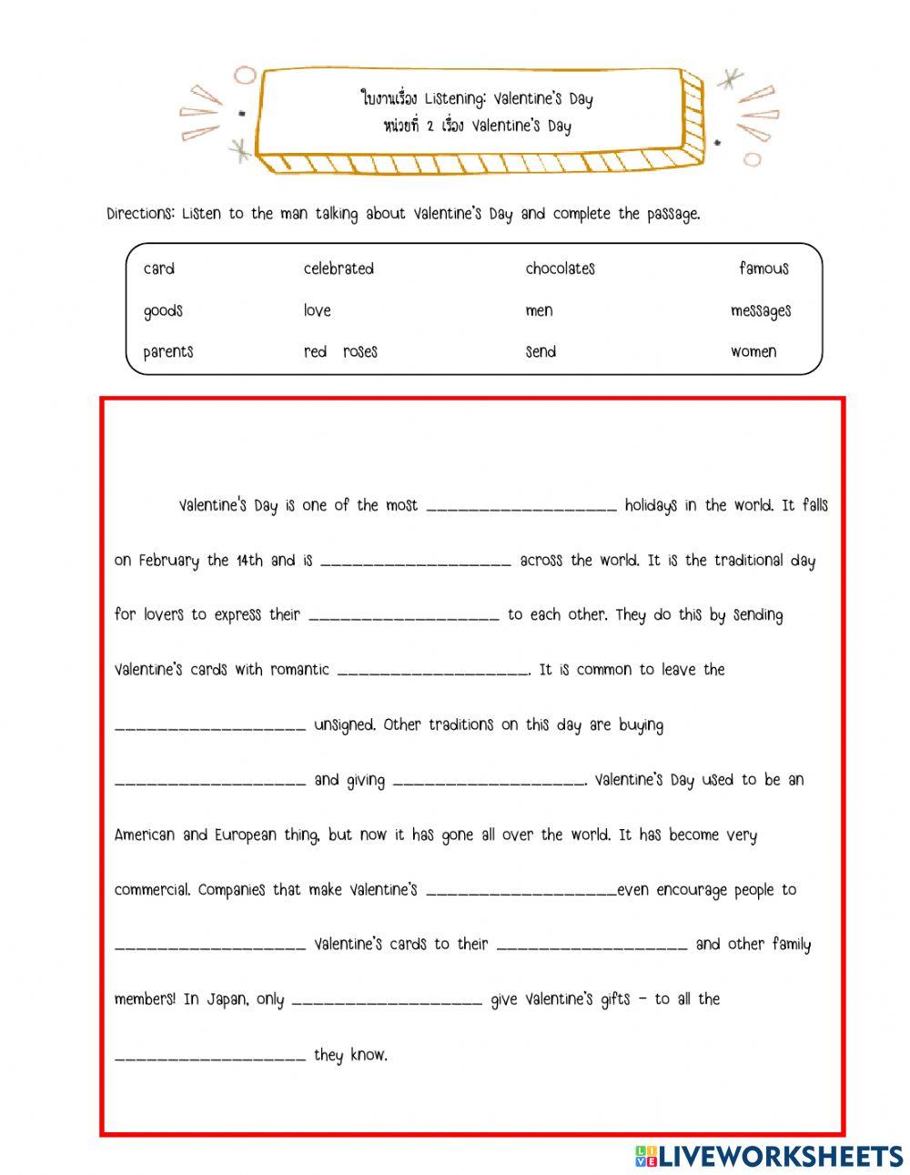 Listening: Valentine’s Day