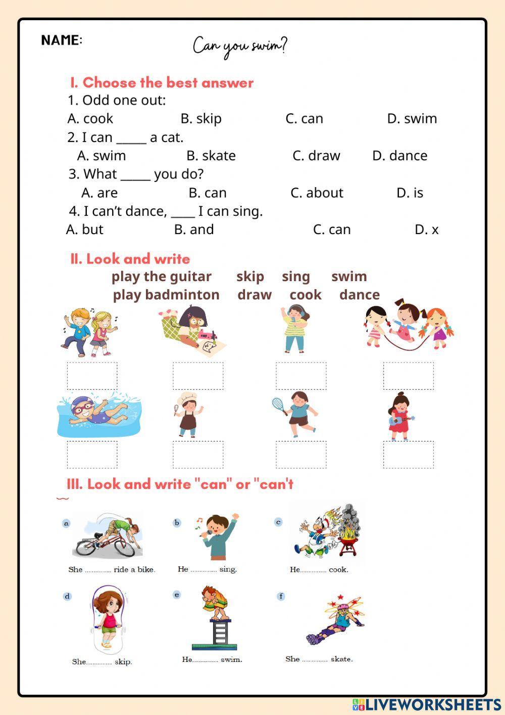 Unit 5 Can you swim? Lesson 1