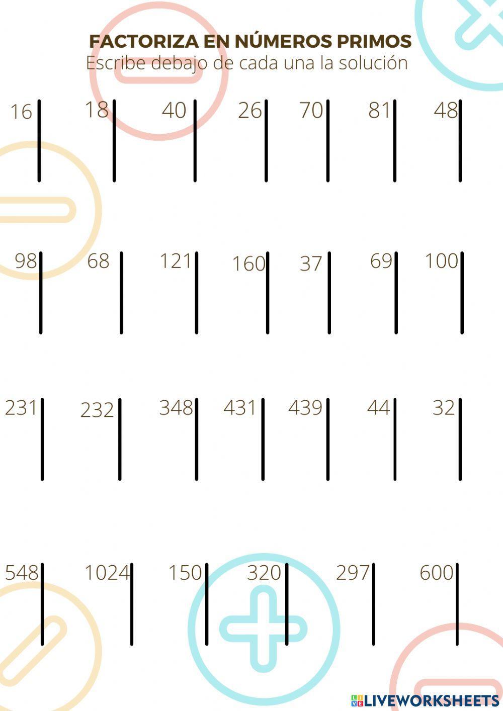 Factoriza en números primos