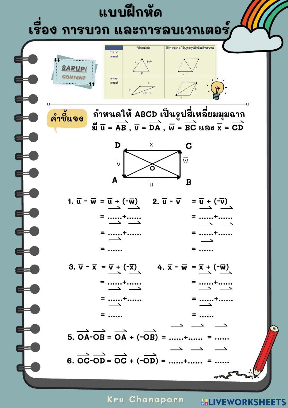 เวกเตอร์ (การบวกและการลบเวกเตอร์)