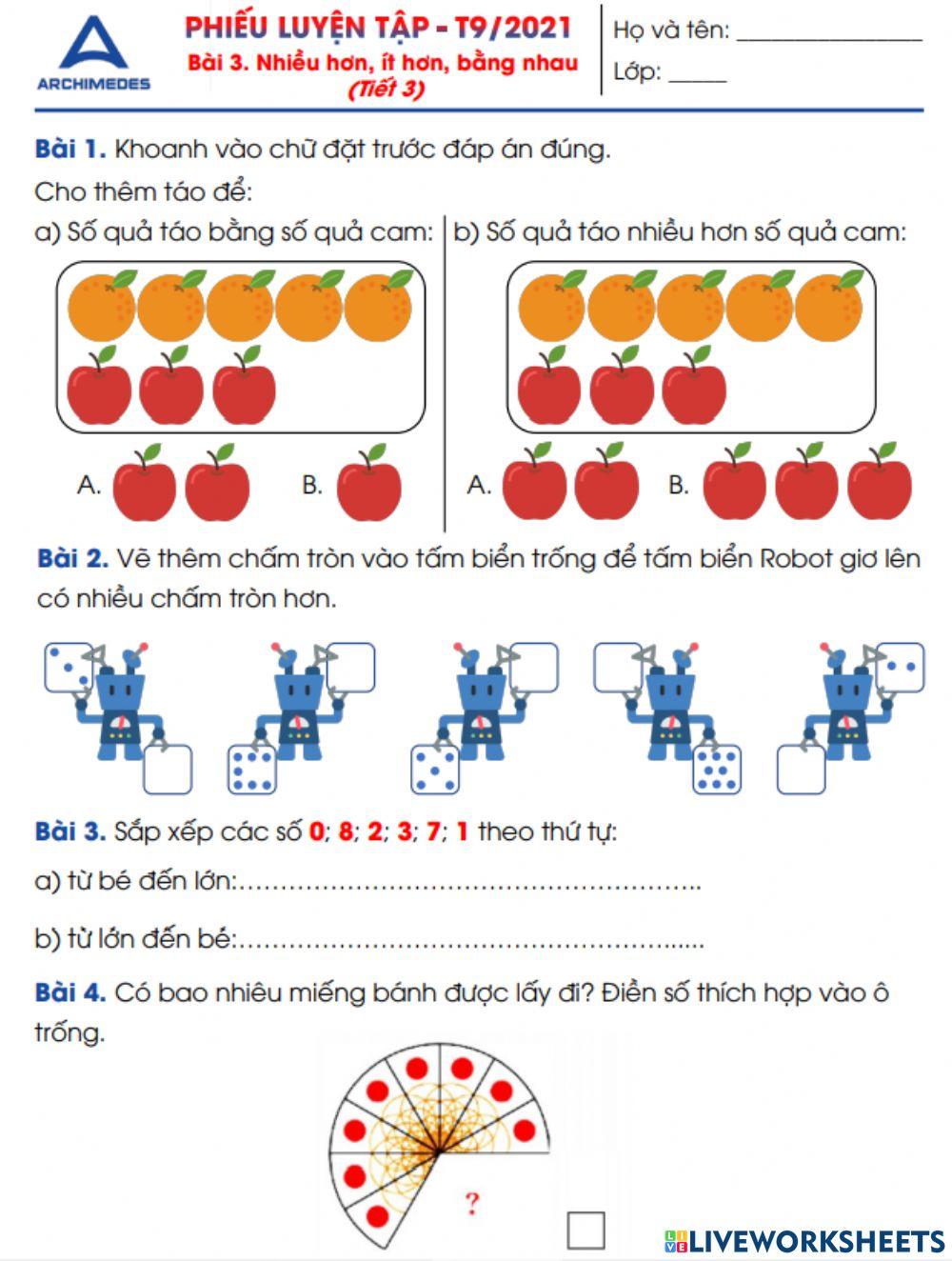 Math Toán worksheet Live Worksheets