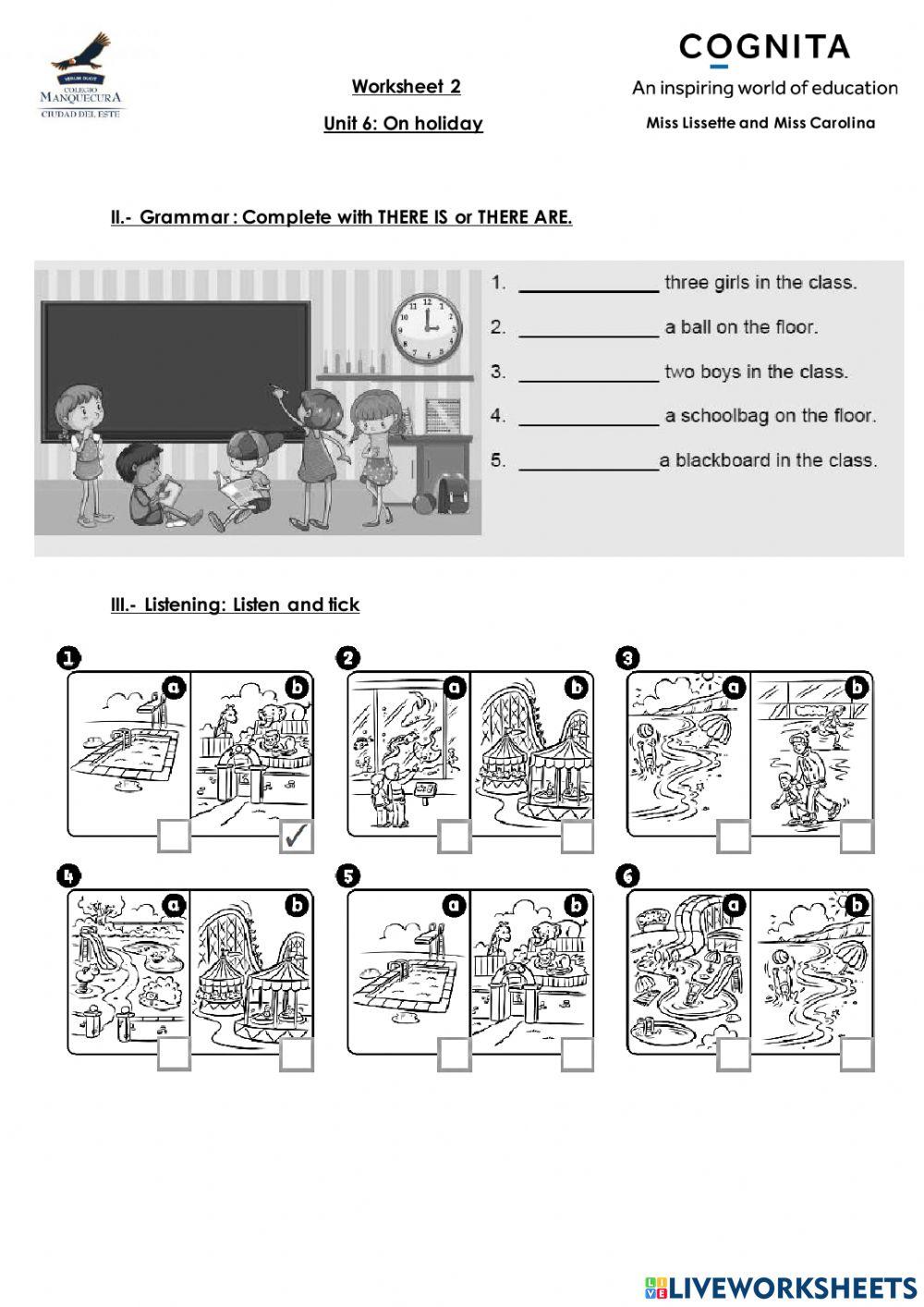 Unit 6: On holiday worksheet 2 2nd graders