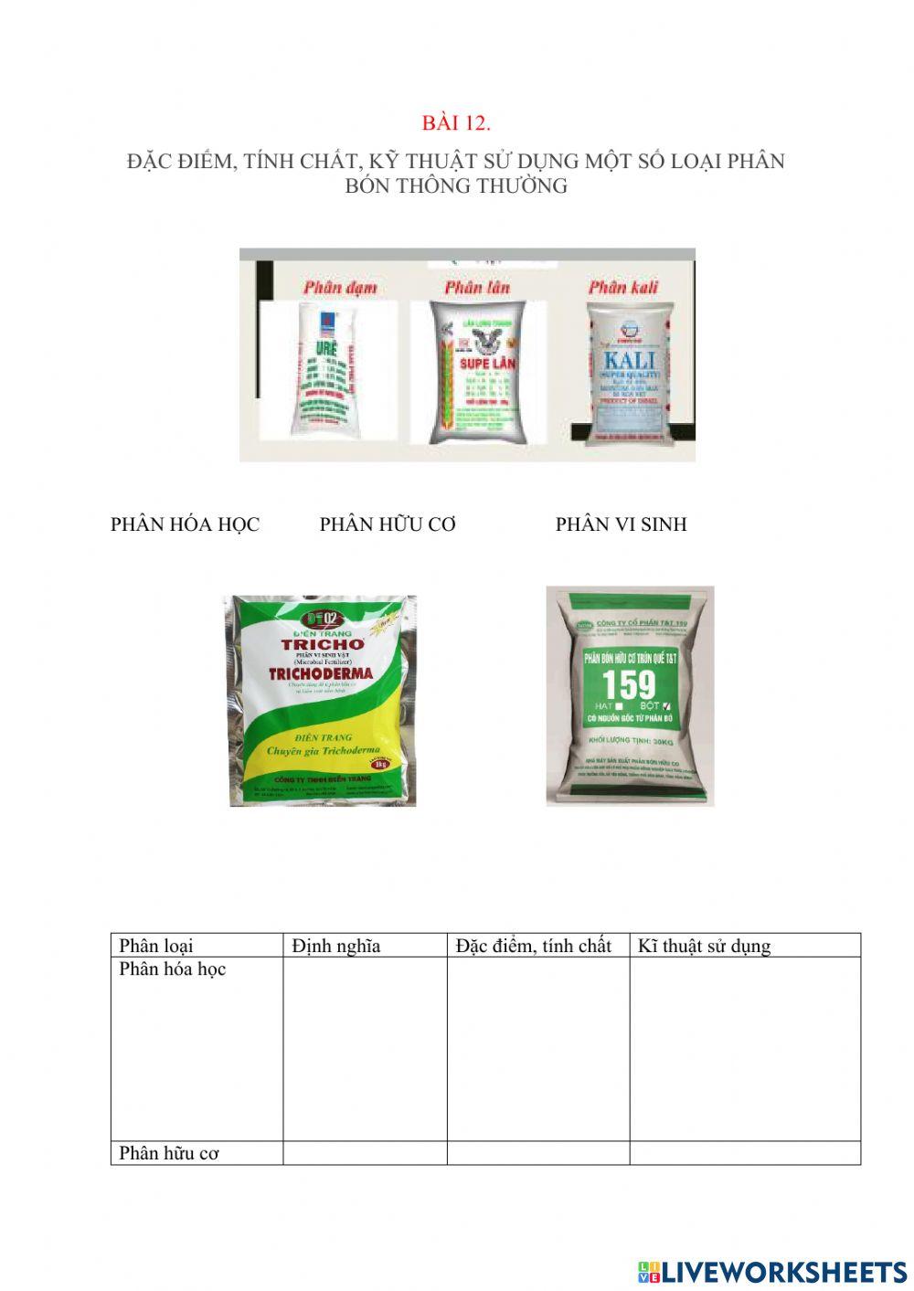 Công nghệ 10 bài 12