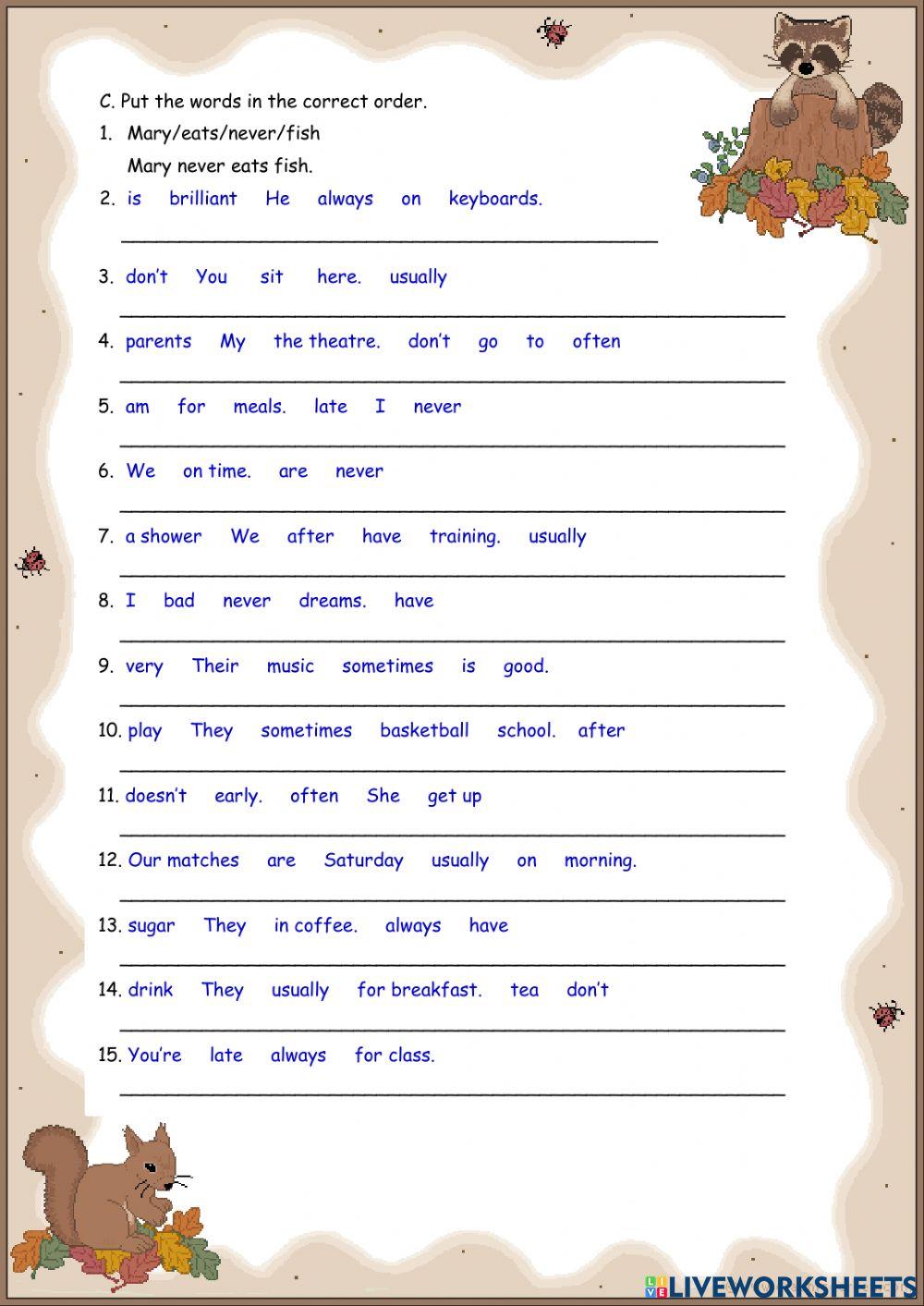 Adverbs of frequency