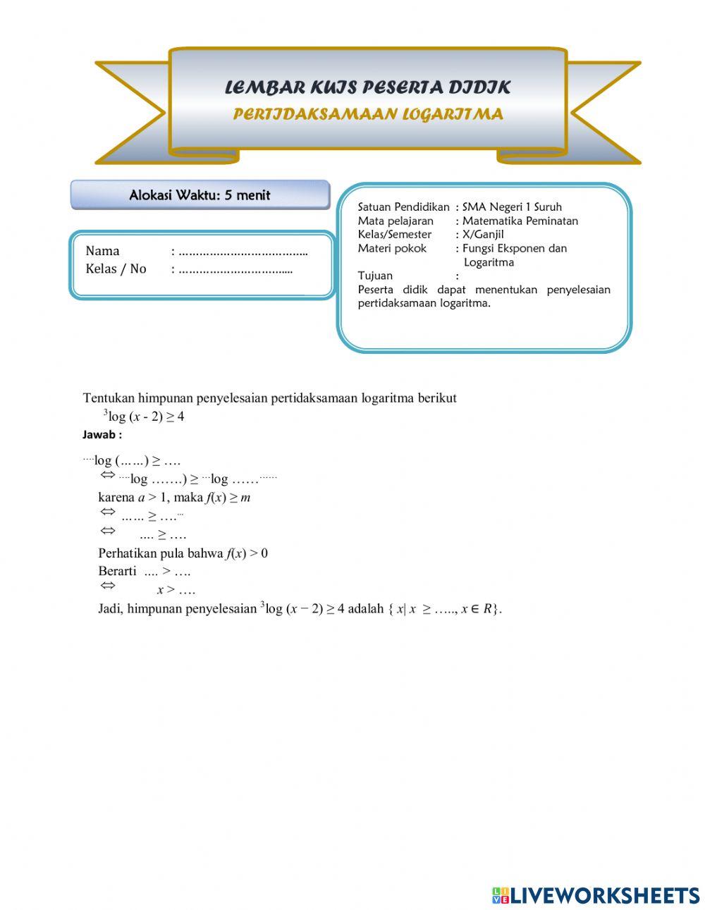 Pertidaksamaan logaritma