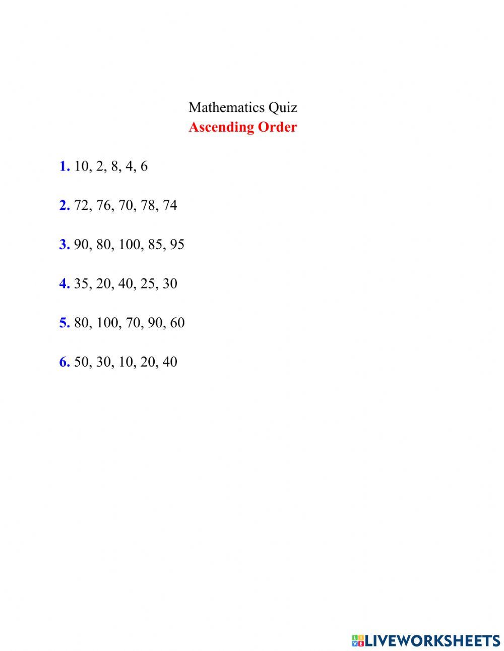 Numbers and their name Quiz