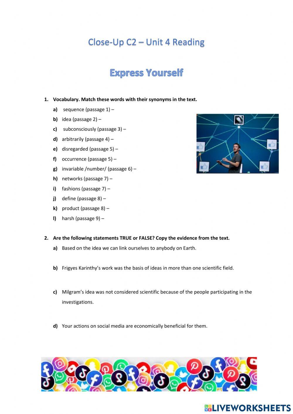 Close-up C2 - Unit 4 Reading