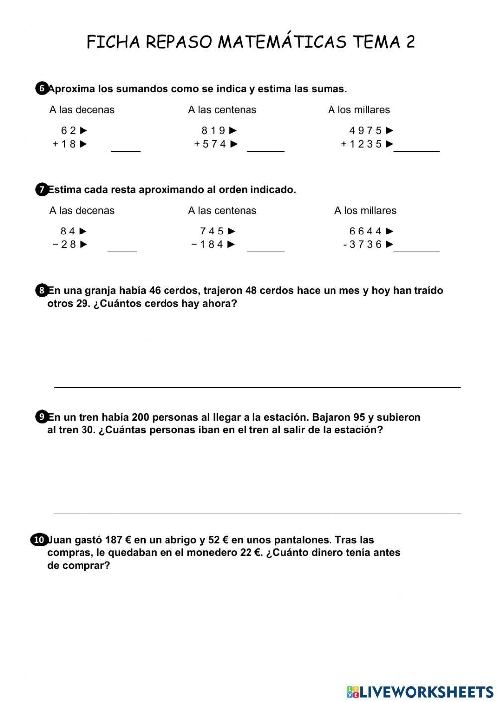 Ficha repaso matemáticas tema 2