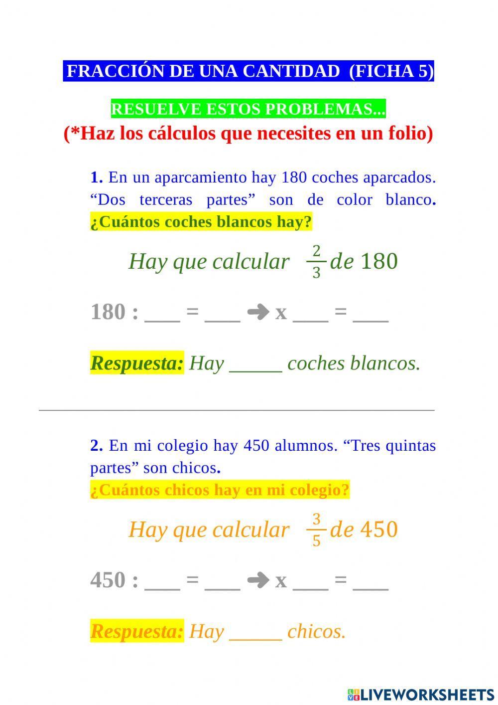 Problemas de fracción de un número