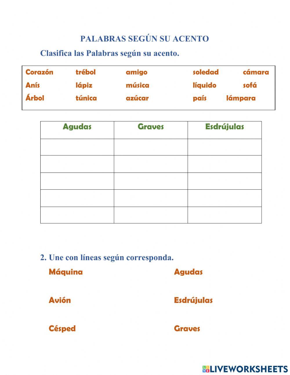 Palabras según su acento