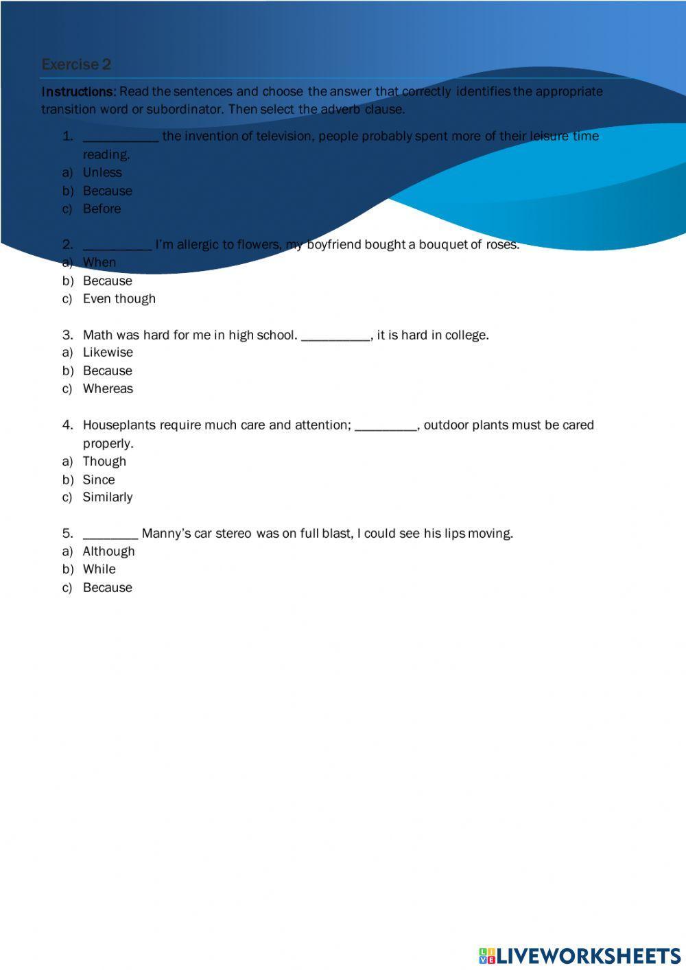 Subordinators and transitions to compare and contrast