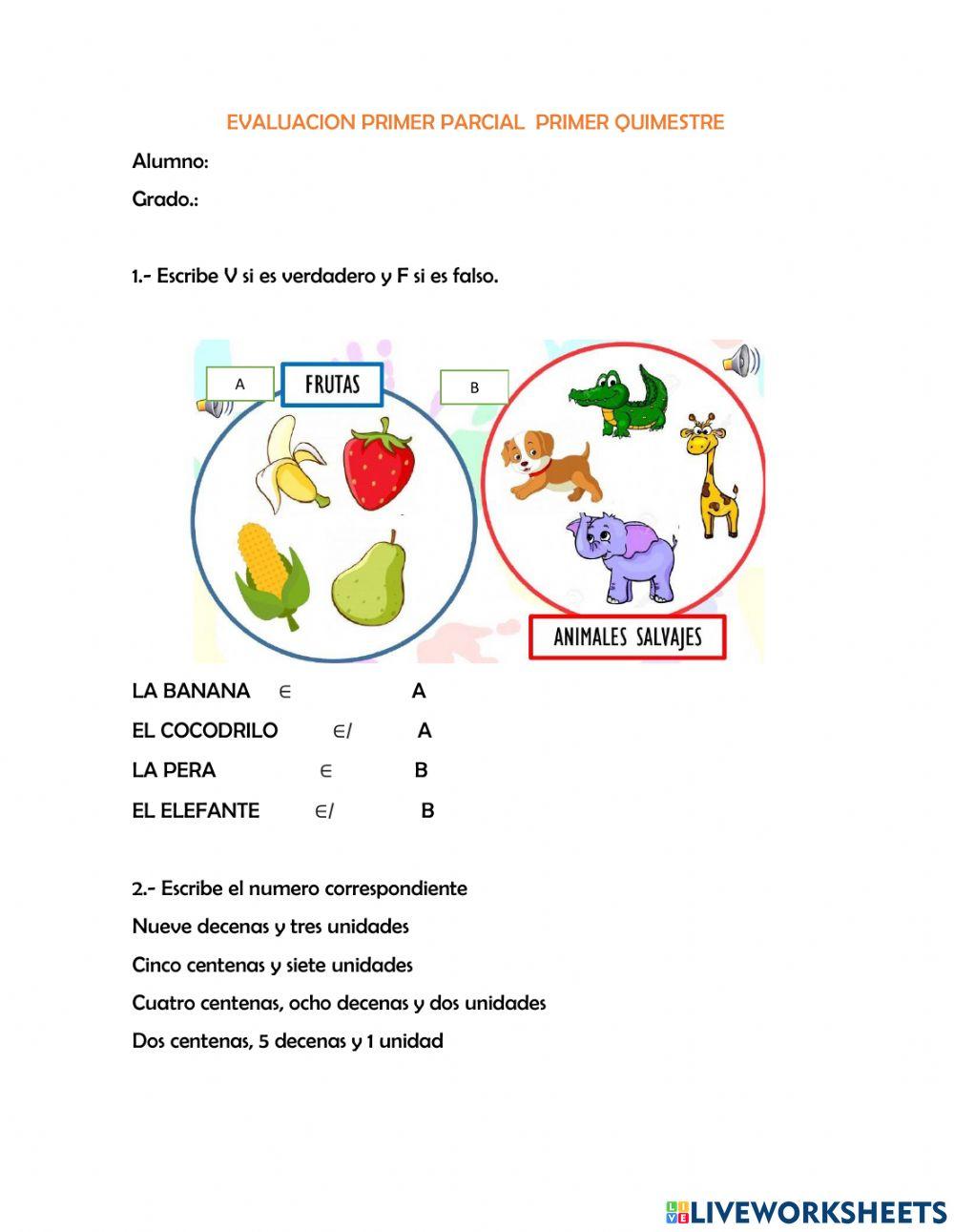 Matematicas de evaluacion primer parcial