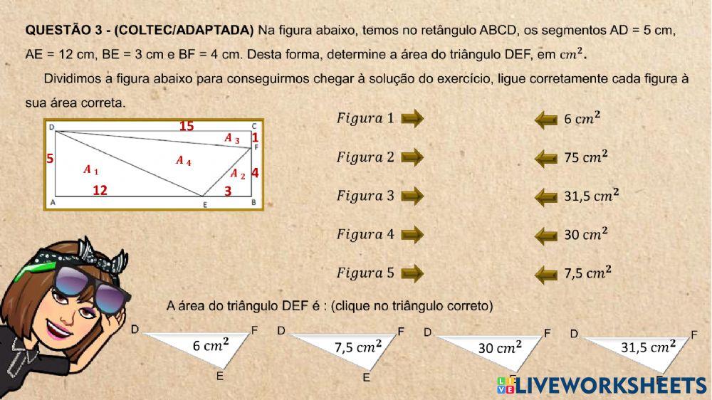 Área de figuras planas e volume de blocos retangulares