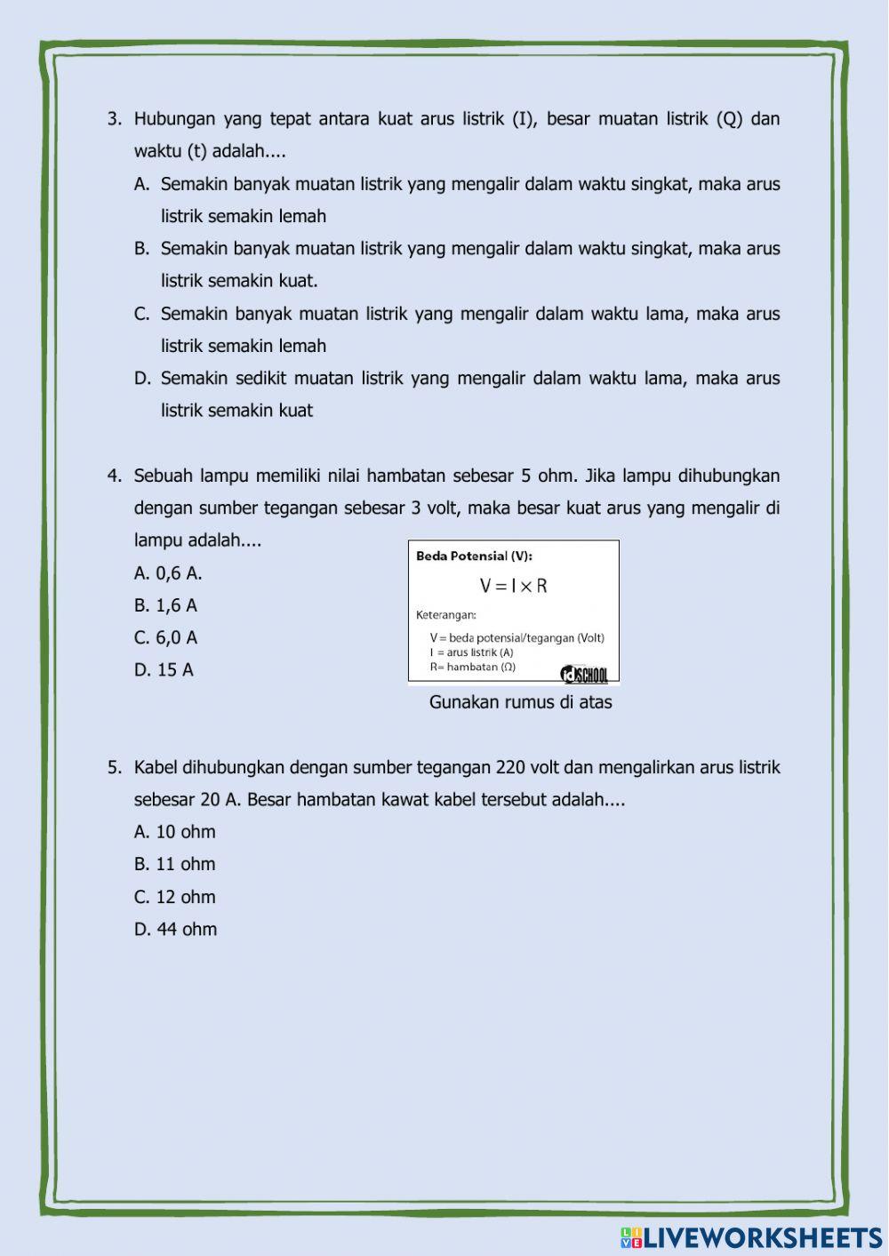 Latihan Soal Listrik Dinamis 1