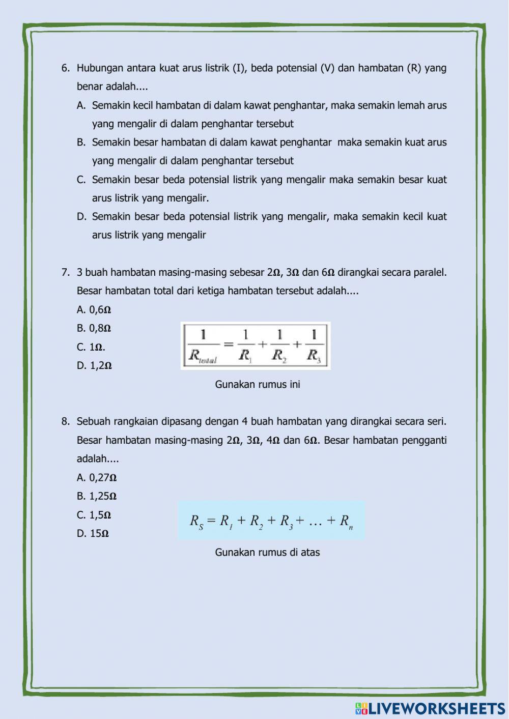 Latihan Soal Listrik Dinamis 1