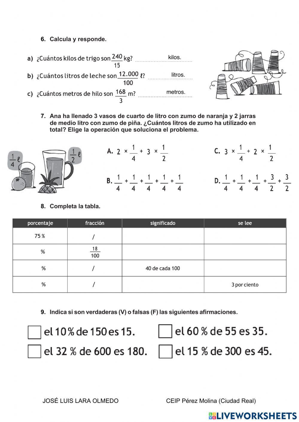Operaciones con fracciones