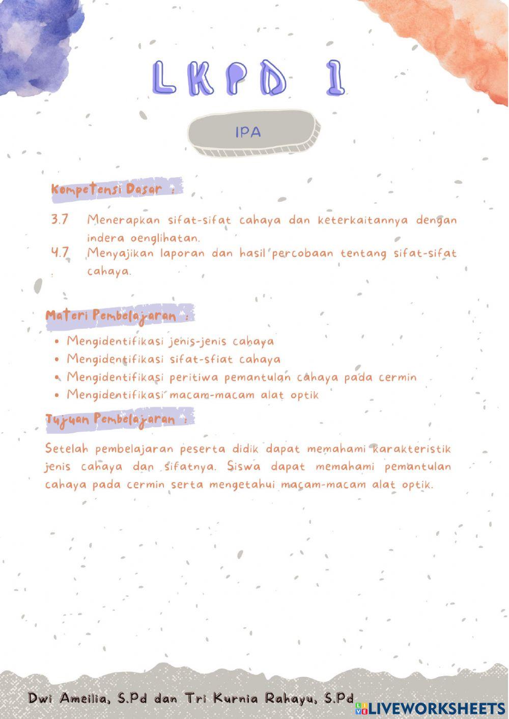 IPA : Sifat-Sifat Cahaya