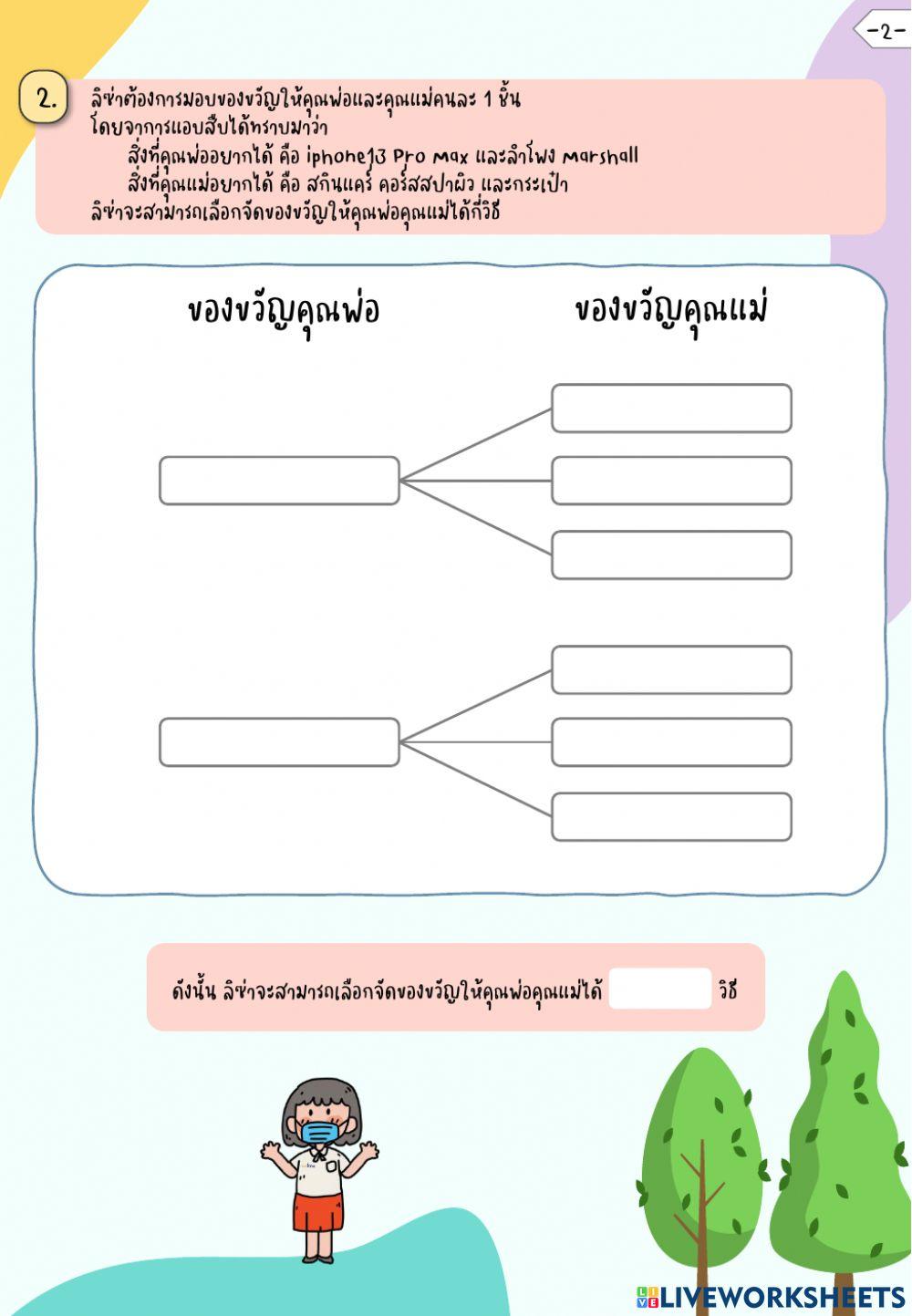 แบบฝึกทักษะที่ 1.1 แผนภาพต้นไม้
