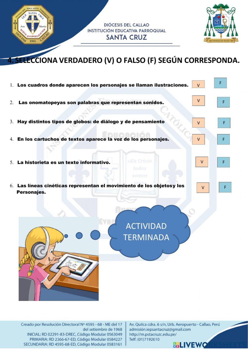 LA HISTORIETA 4° GRADO DE PRIMARIA