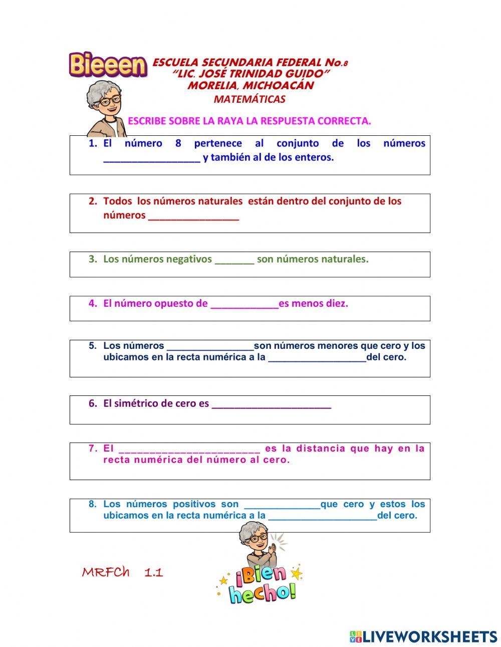 Concepto números enteros