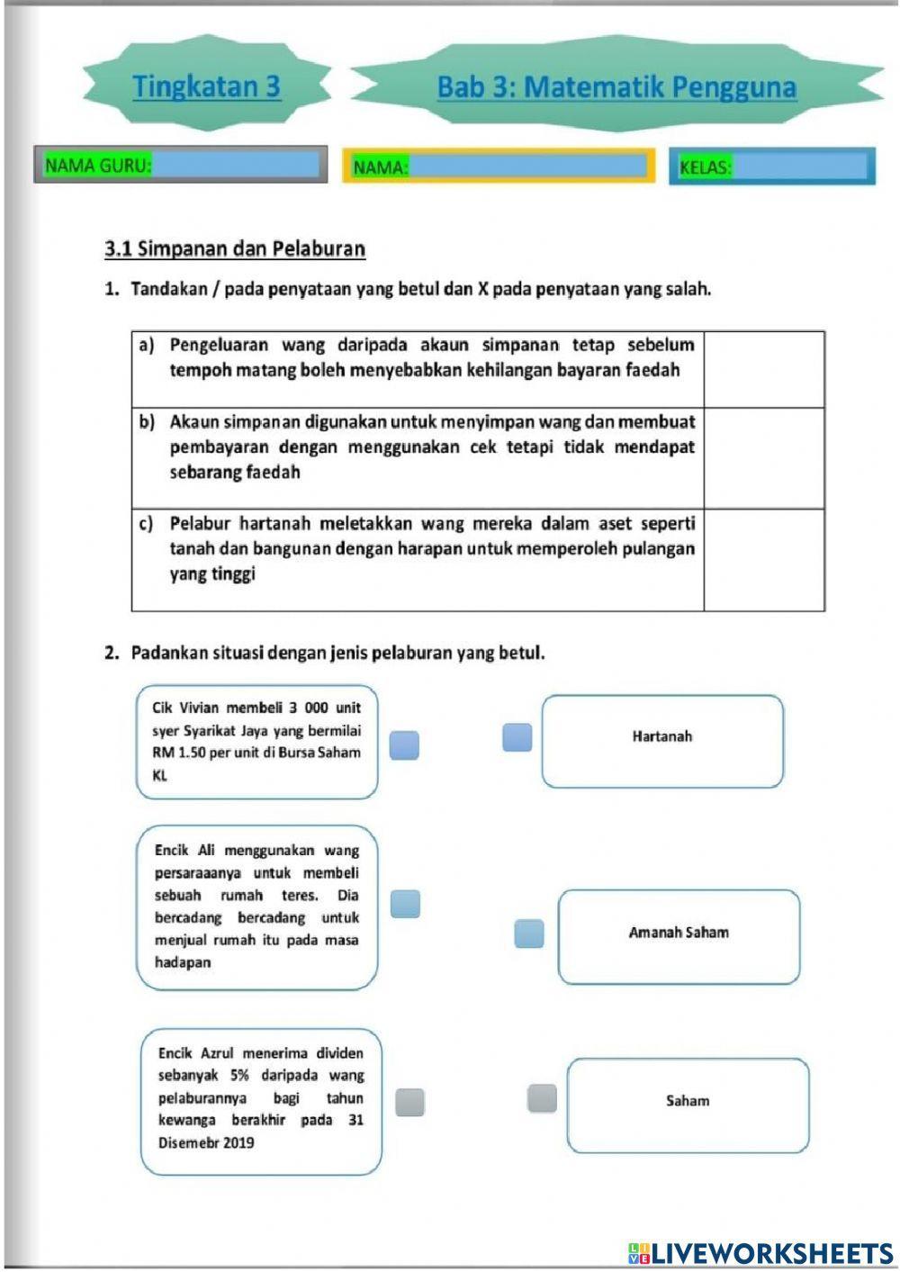 Bab 3 : MATEMATIK PENGGUNA