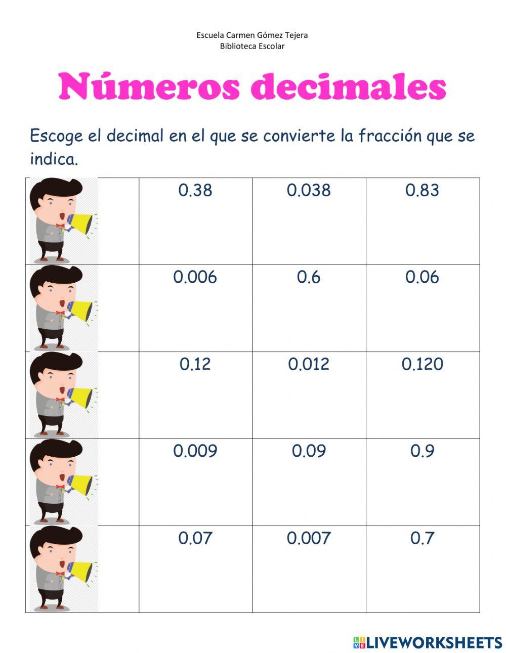 Escoger el decimal