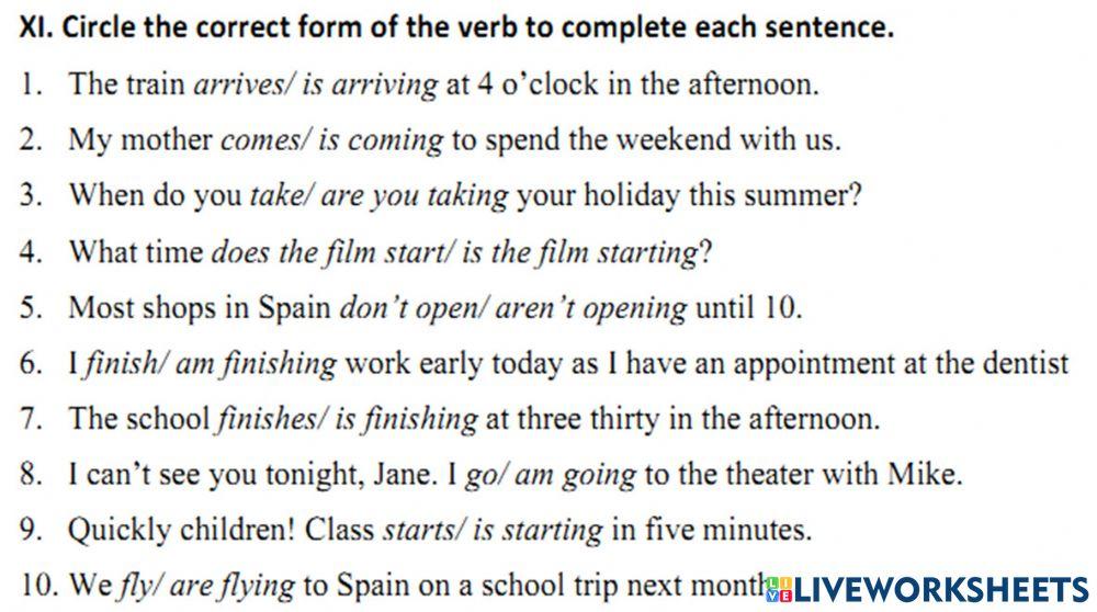 Present simple tense and present continuous tense