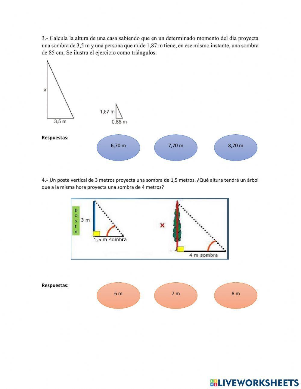 Aplicación semejanza de triángulos