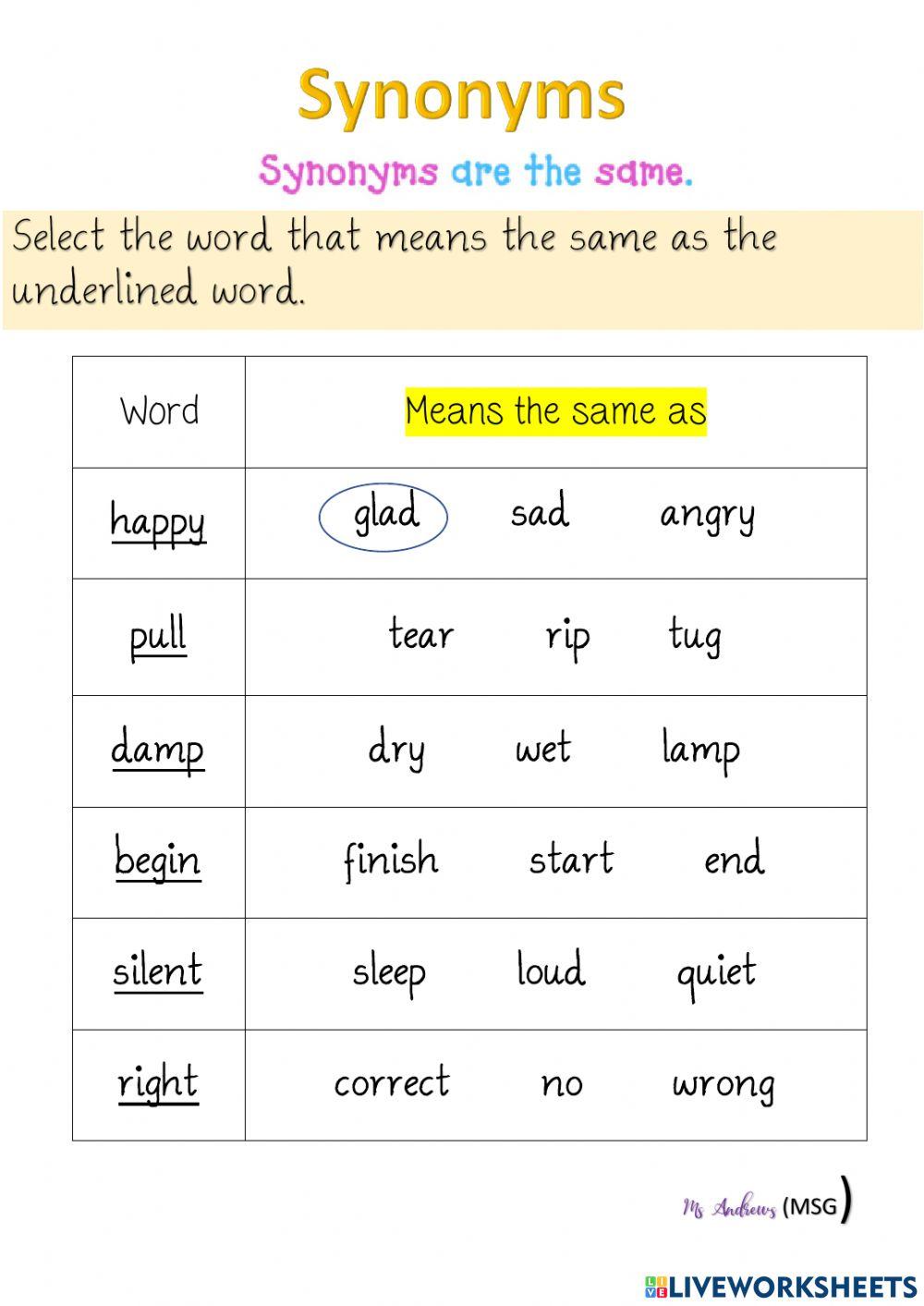 Selecting Synonyms