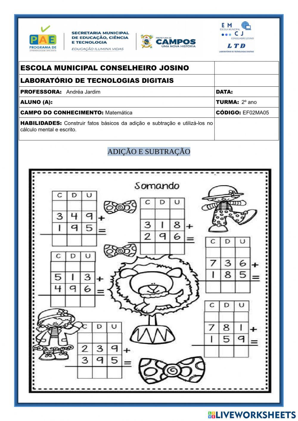 Adição e subtração