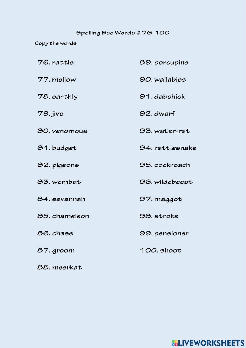 Spelling Bee Joaquin 76-100