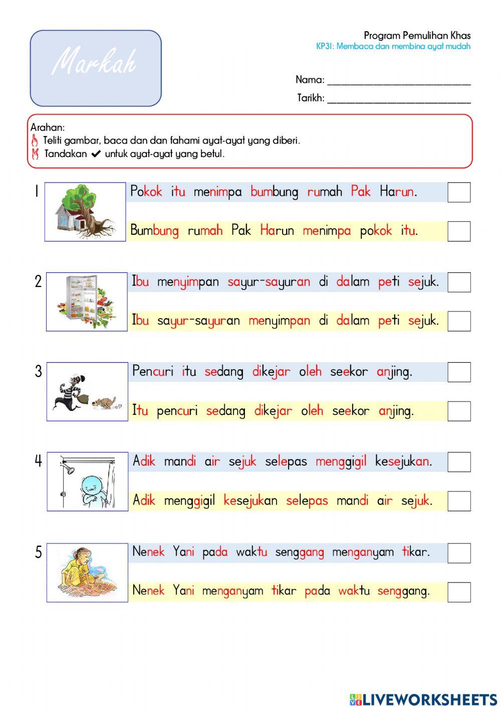 Membaca dan membina ayat mudah