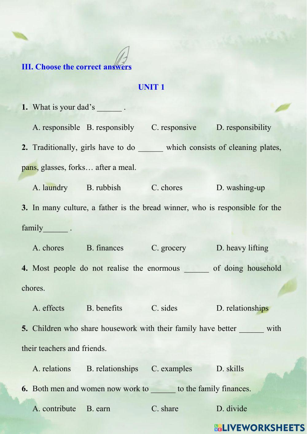 E10. Unit 1-Vocabulary (review for misterm test)