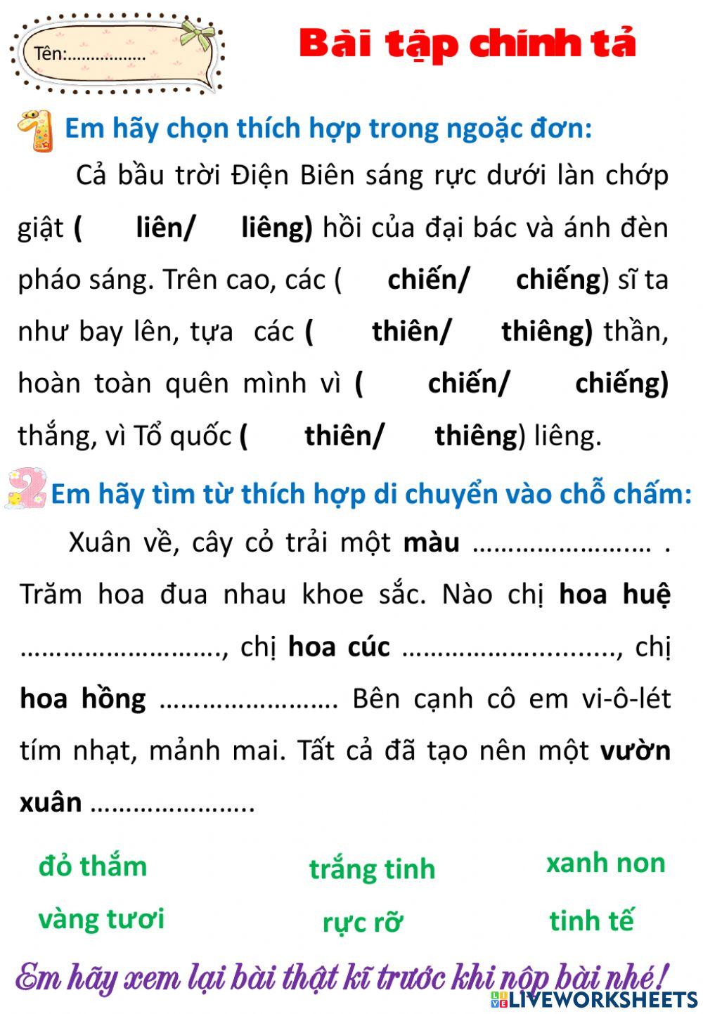 Chính tả ôn T9