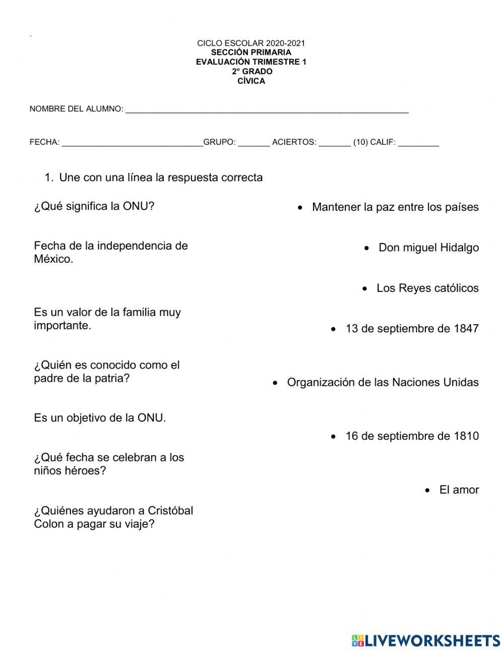 Evaluación de cívica