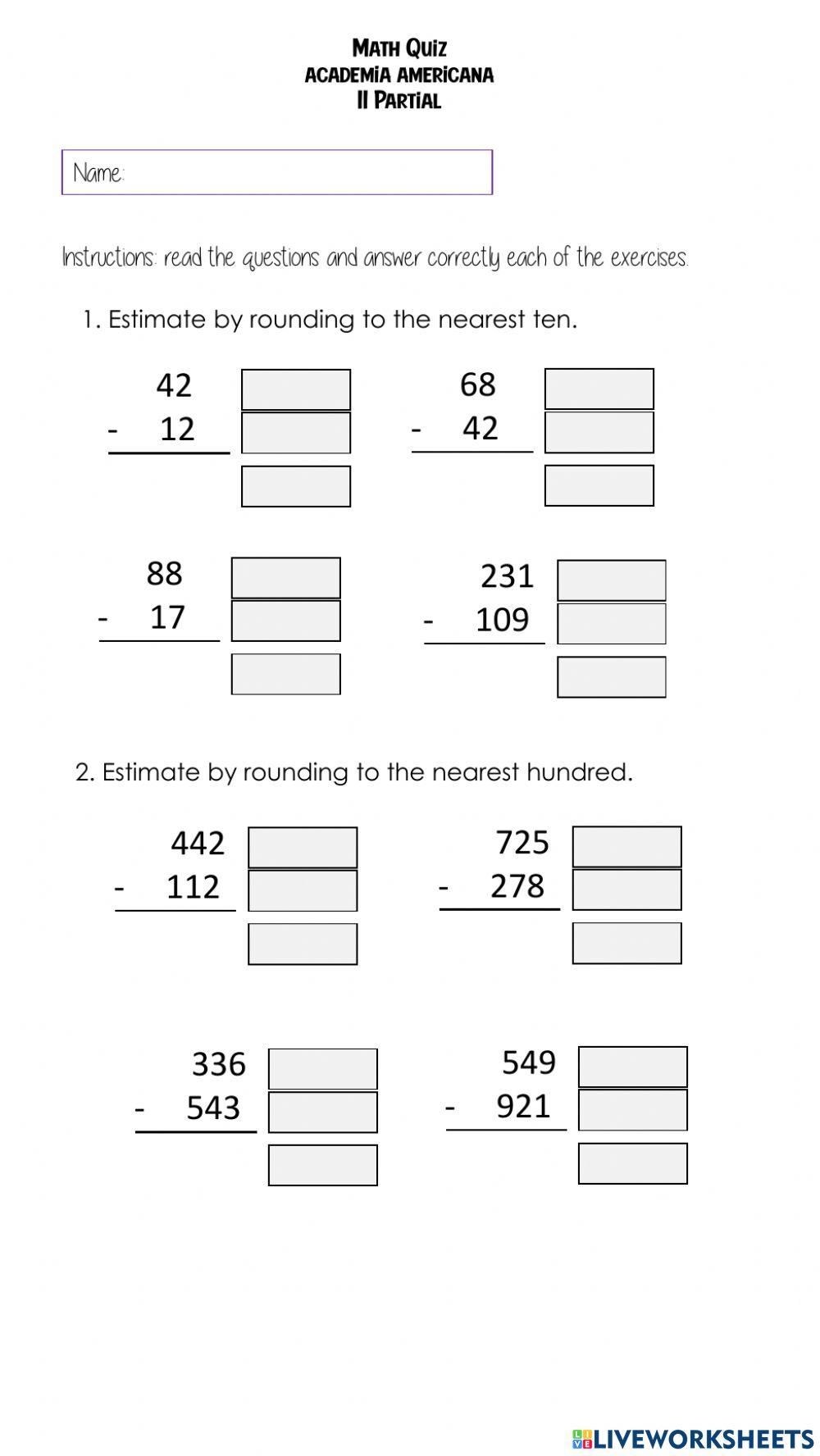 Estimate by rounding