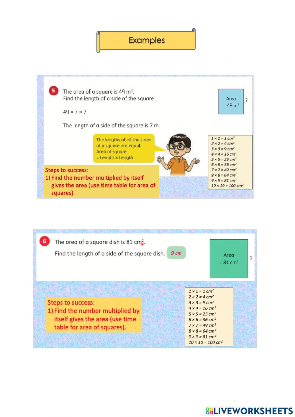 Area of Rectangle and Square