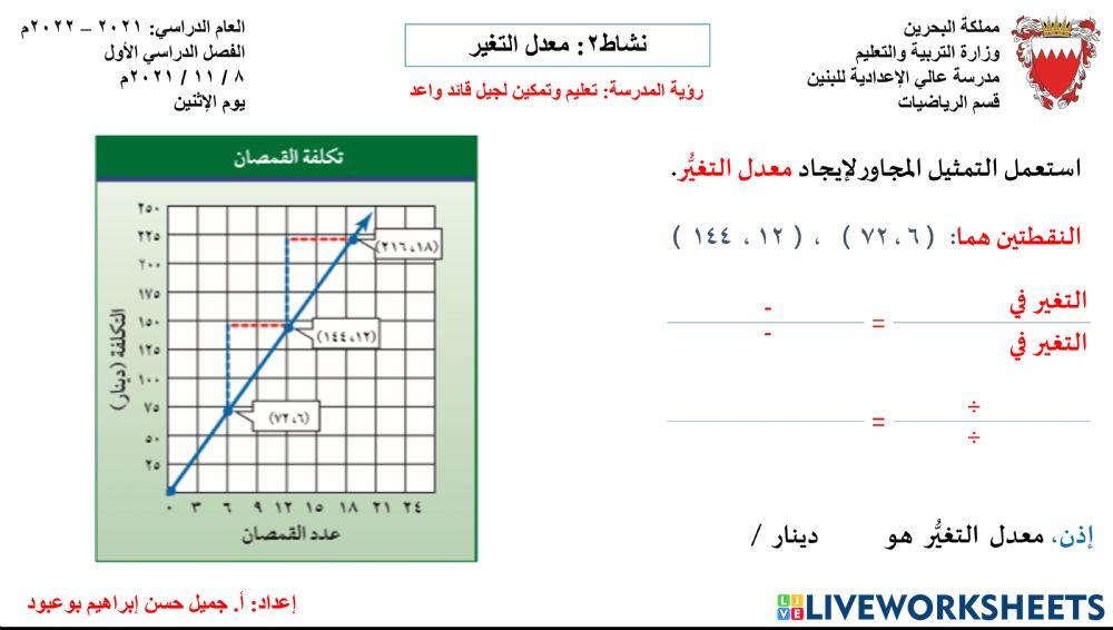 نشاط2: معدل التغير