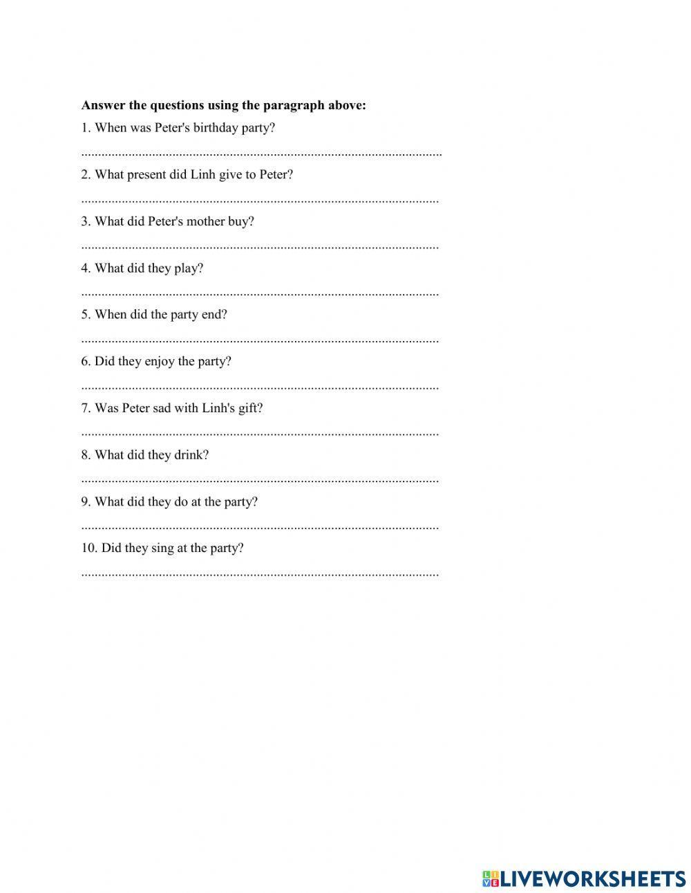 Did you go to at the party ?