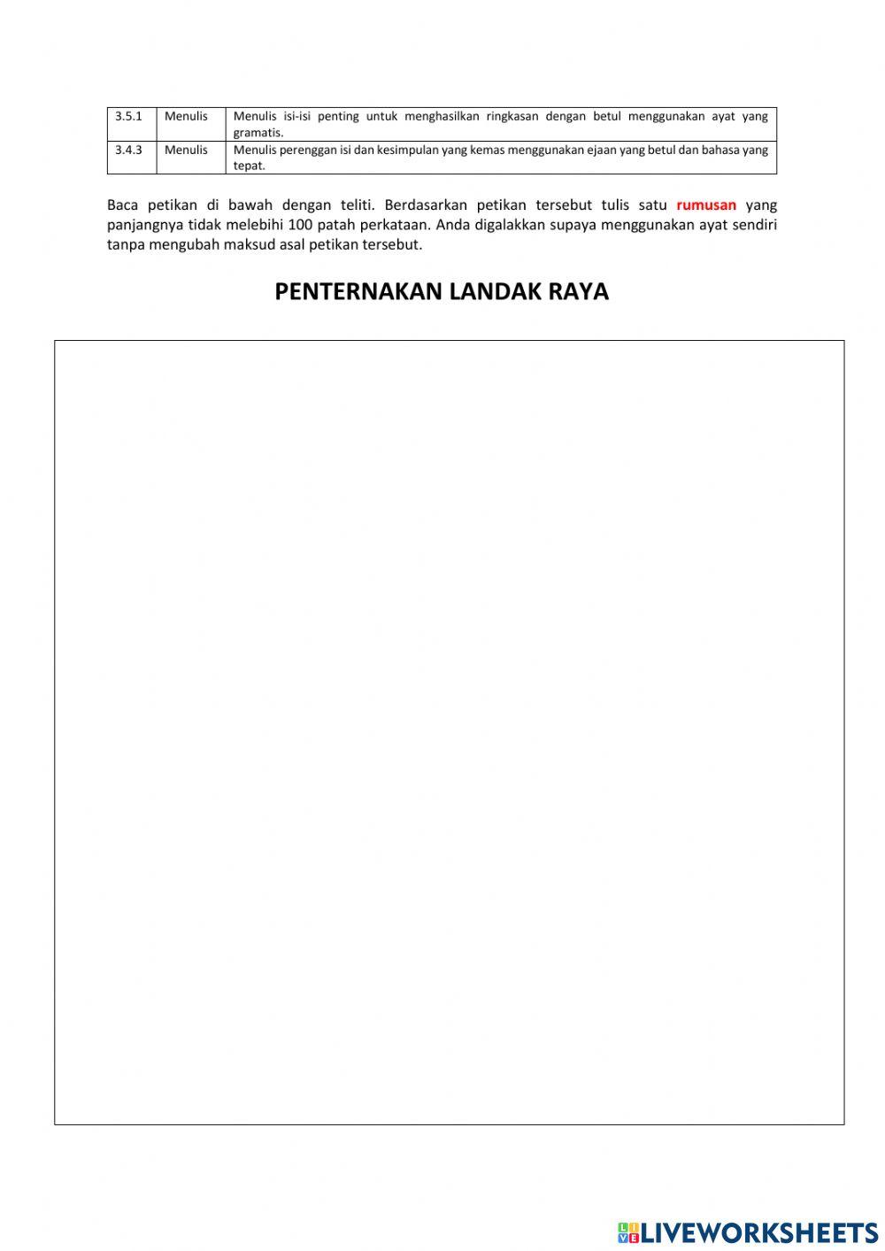 3.4.3 3.5.1 Rumusan Penternakan Landak Raya Latihan BT ms 93