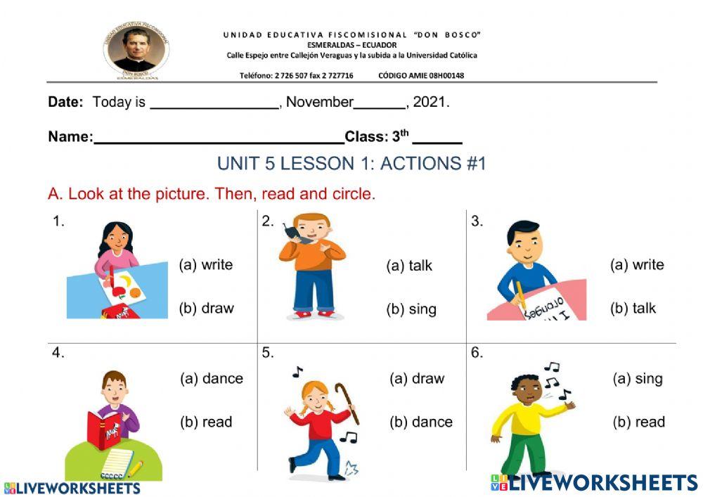 ACTIVITIES ABOUT ACTIONS