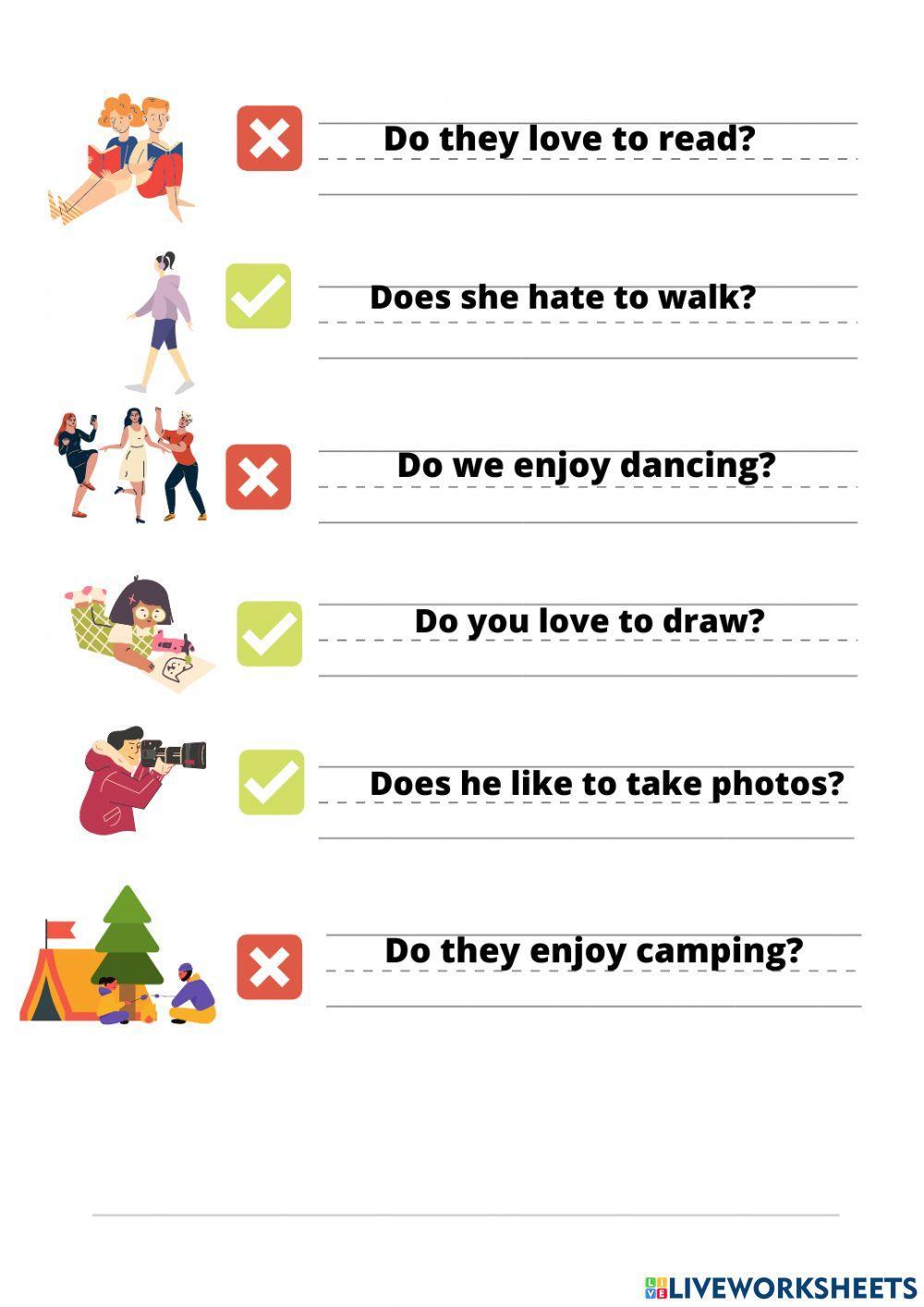 Likes and Dislikes - Questions