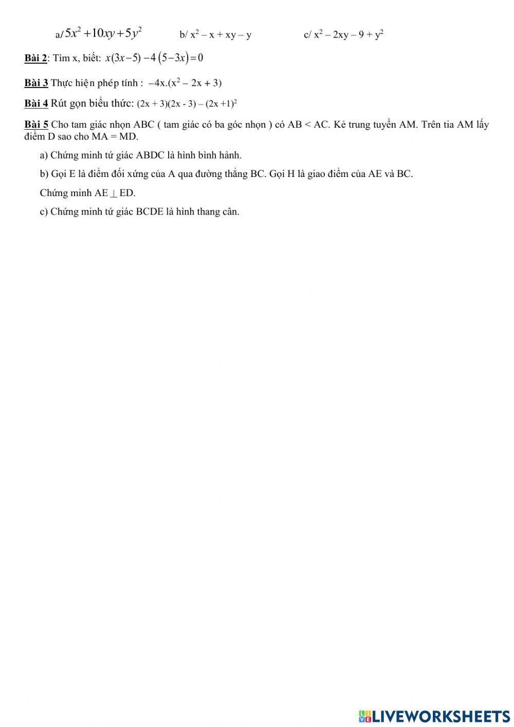 Trắc nghiệm giữa HK1 Toán 8 3