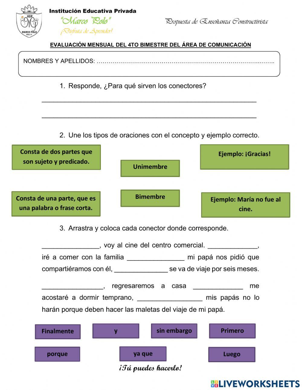 Oraciones unimembres y bimembres