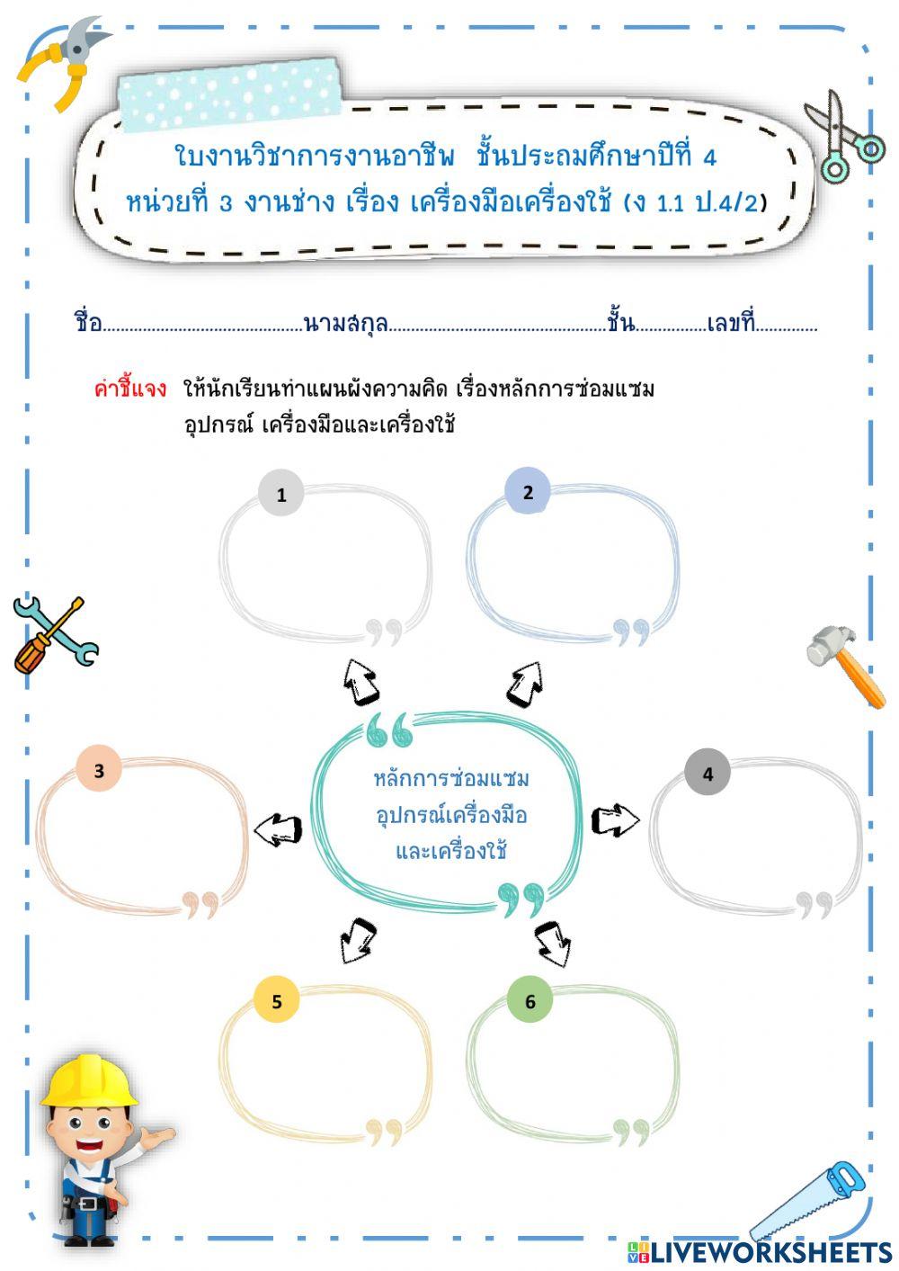 ใบงาน 3-1 เรื่อง เครื่องมือเครื่องใช้