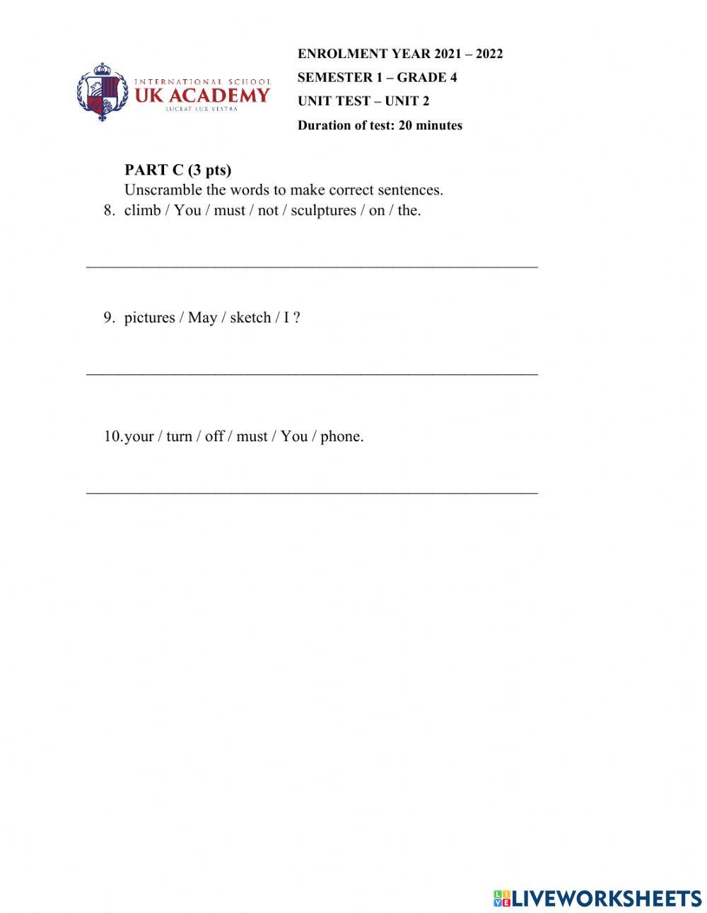 UKA.BT UNIT 2 - GRADE 4