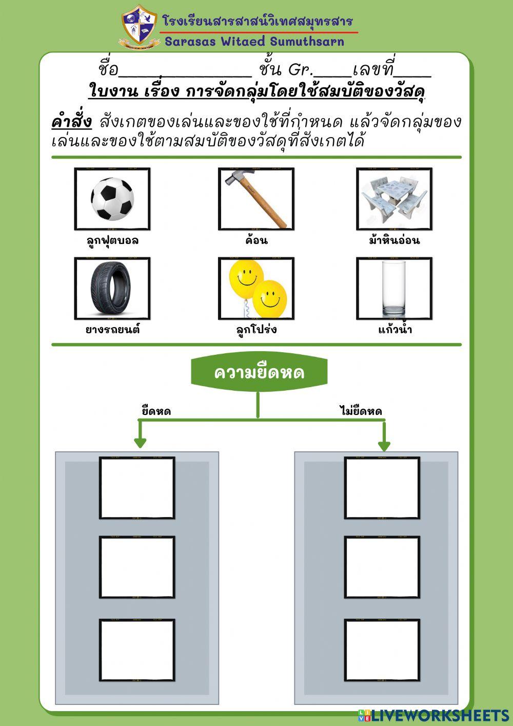 การจัดกลุ่มวัสดุโดยใช้สมบัติของวัสดุ
